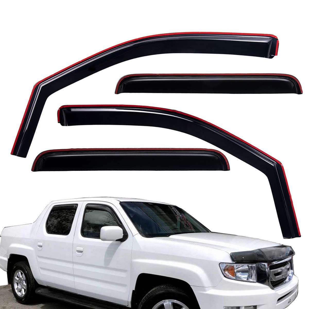Lightronic WV194832 Windabweiser für Seitenfenster, Regenschutz, Dunkles Rauchgrau, bruchsicher, 4-teiliges Set für Honda Ridgeline 2006–2014 Lightronic WV194832 Windabweiser für Seitenfenster, Regenschutz, Dunkles Rauchgrau, bruchsicher, 4-teiliges Set für Honda Ridgeline 2006–2014 von Lightronic