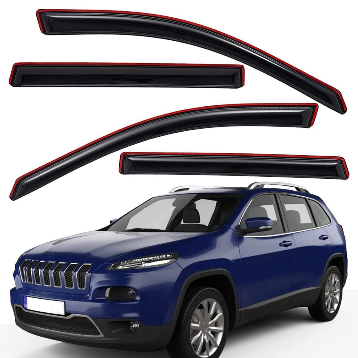 Lightronic WV194981 Windabweiser für Seitenfenster, Regenschutz, Dunkles Rauchgrau, bruchsicher, 4-teiliges Set für Jeep Cherokee 2014–2021 Lightronic WV194981 Windabweiser für Seitenfenster, Regenschutz, Dunkles Rauchgrau, bruchsicher, 4-teiliges Set für Jeep Cherokee 2014–2021 von Lightronic