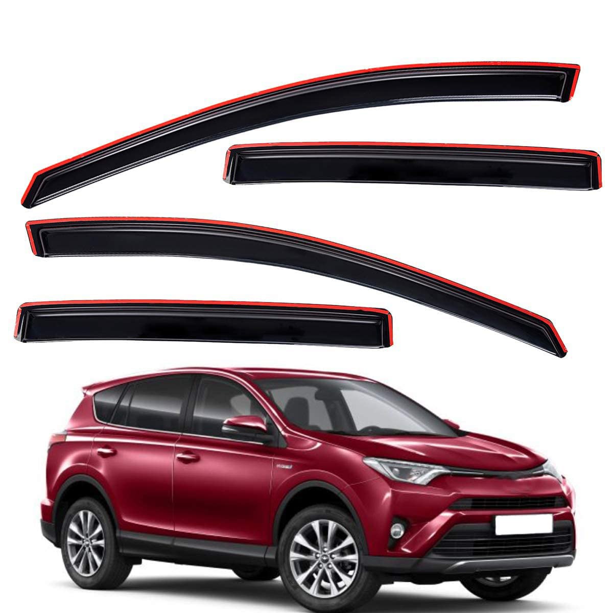 Lightronic WV194992 Windabweiser für Seitenfenster, Regenschutz, Dunkles Rauchgrau, bruchsicher, 4-teiliges Set für Toyota Rav4 2013–2018 Lightronic WV194992 Windabweiser für Seitenfenster, Regenschutz, Dunkles Rauchgrau, bruchsicher, 4-teiliges Set für Toyota Rav4 2013–2018 von Lightronic