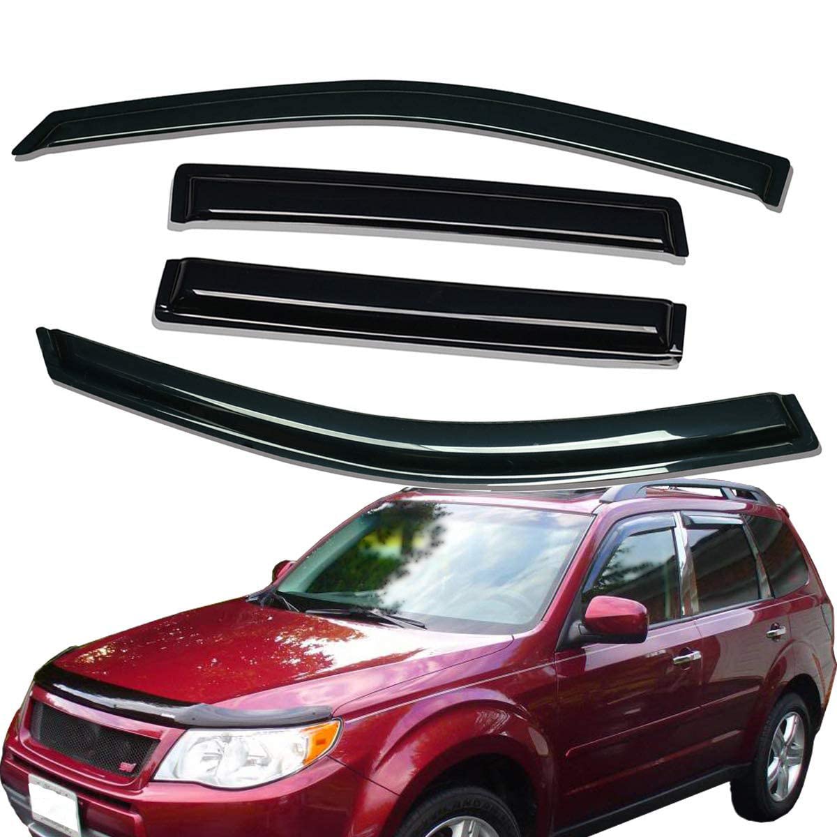 Lightronic WV94089 Windabweiser für Seitenfenster, zum Aufkleben, Regenschutz, Dunkles Rauchgrau, bruchsicher, 4-teiliges Set für Subaru Forester 2009–2013 Lightronic WV94089 Windabweiser für Seitenfenster, zum Aufkleben, Regenschutz, Dunkles Rauchgrau, bruchsicher, 4-teiliges Set für Subaru Forester 2009–2013 von Lightronic