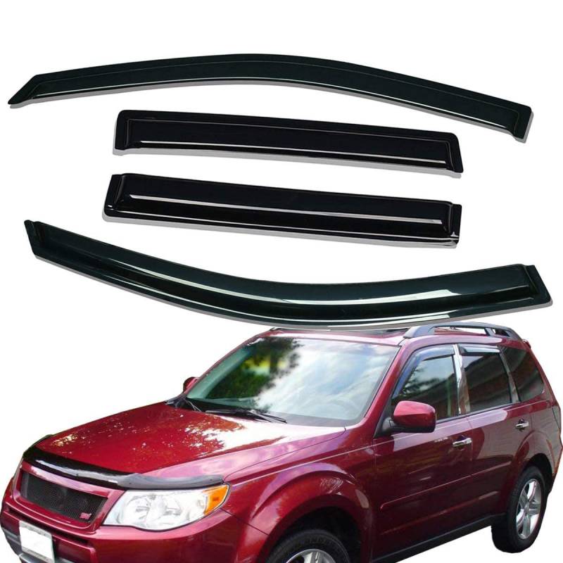 Lightronic WV94089 Windabweiser für Seitenfenster, zum Aufkleben, Regenschutz, Dunkles Rauchgrau, bruchsicher, 4-teiliges Set für Subaru Forester 2009–2013 von Lightronic
