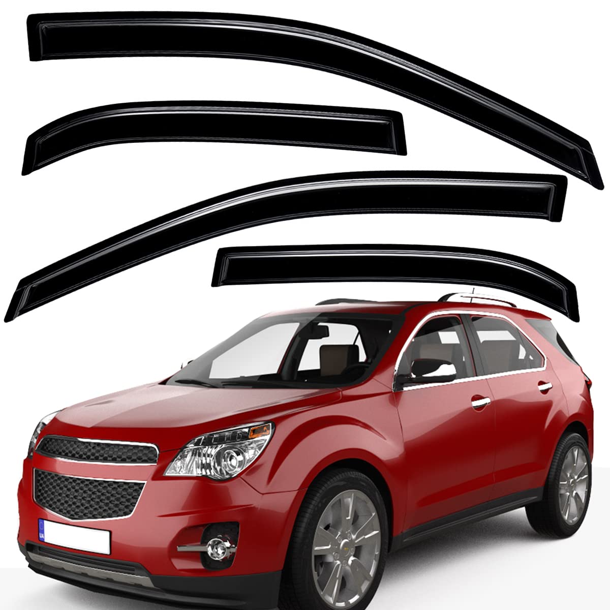 Lightronic WV94166 Außenmontage Seitenfenster-Windabweiser Regenschutz, dunkler Rauch, 4-teiliges Set, passend für Chevrolet Equinox 2010–2017 Lightronic WV94166 Außenmontage Seitenfenster-Windabweiser Regenschutz, dunkler Rauch, 4-teiliges Set, passend für Chevrolet Equinox 2010–2017 von Lightronic