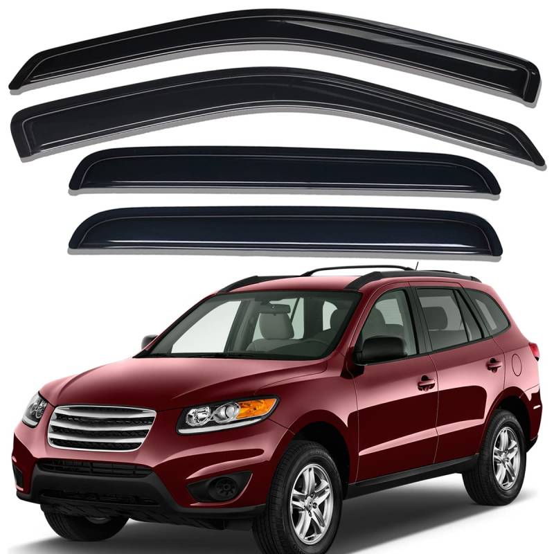 Lightronic WV94253 Windabweiser für Seitenfenster, zum Aufkleben, Regenschutz, Dunkles Rauchgrau, bruchsicher, 4-teiliges Set für Hyundai Santa Fe 2007–2012 von Lightronic