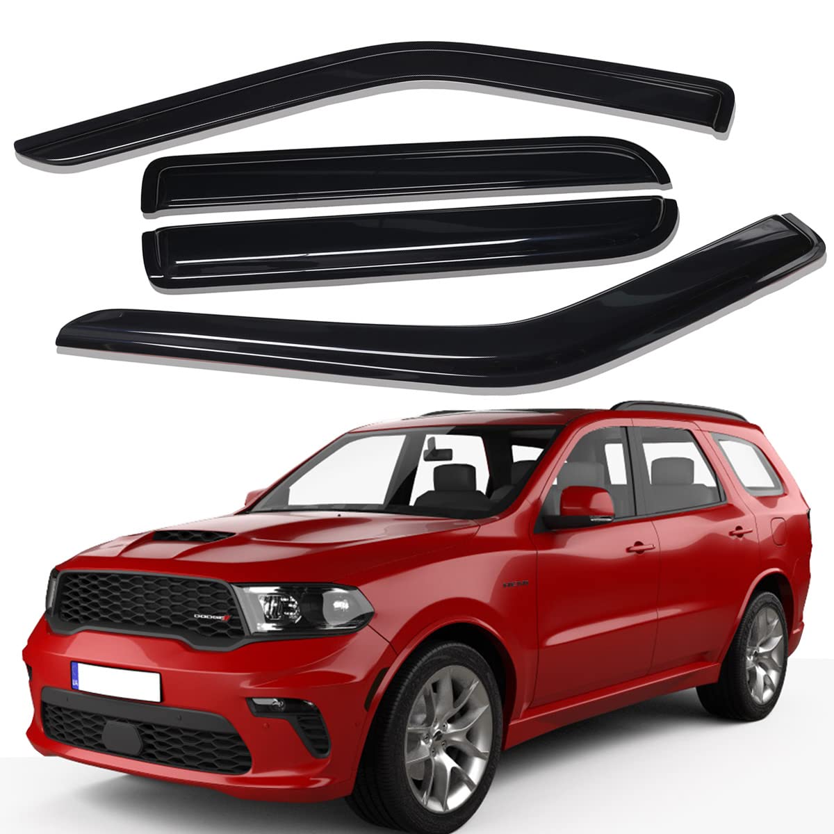 Lightronic WV94267 Außenmontage Seitenfenster Visier Windabweiser Regenschutz Dark Smoke 4-teiliges Set, passend für Dodge Durango 2011-2023 Lightronic WV94267 Außenmontage Seitenfenster Visier Windabweiser Regenschutz Dark Smoke 4-teiliges Set, passend für Dodge Durango 2011-2023 von Lightronic