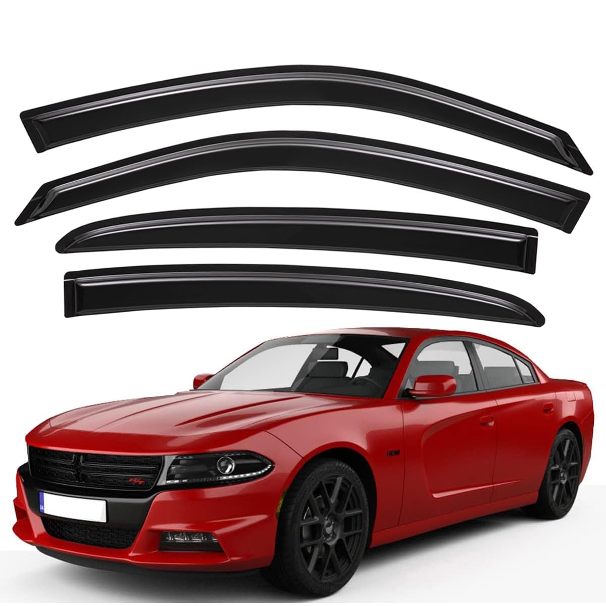 Lightronic WV94313 Windabweiser für Seitenfenster, Regenschutz, Dunkles Rauchgrau, bruchsicher, 4-teiliges Set für Dodge Charger 2011–2021 Lightronic WV94313 Windabweiser für Seitenfenster, Regenschutz, Dunkles Rauchgrau, bruchsicher, 4-teiliges Set für Dodge Charger 2011–2021 von Lightronic