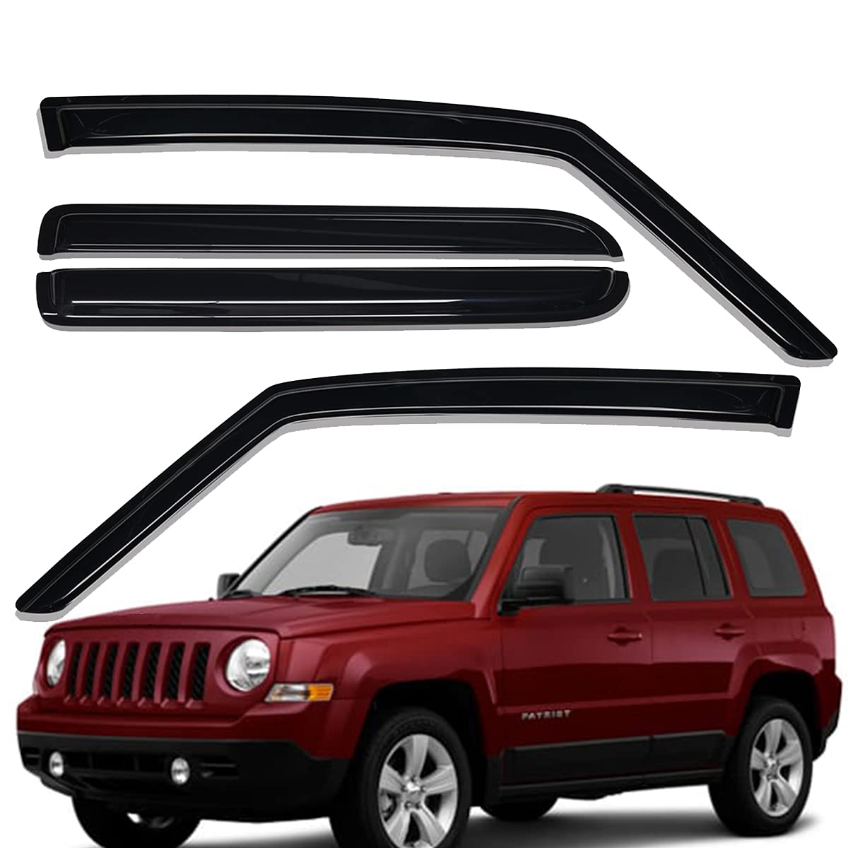 Lightronic WV94359 Windabweiser für Seitenfenster, zum Aufkleben, Regenschutz, Dunkles Rauchgrau, bruchsicher, 4-teiliges Set für Jeep Patriot 2007–2018 Lightronic WV94359 Windabweiser für Seitenfenster, zum Aufkleben, Regenschutz, Dunkles Rauchgrau, bruchsicher, 4-teiliges Set für Jeep Patriot 2007–2018 von Lightronic