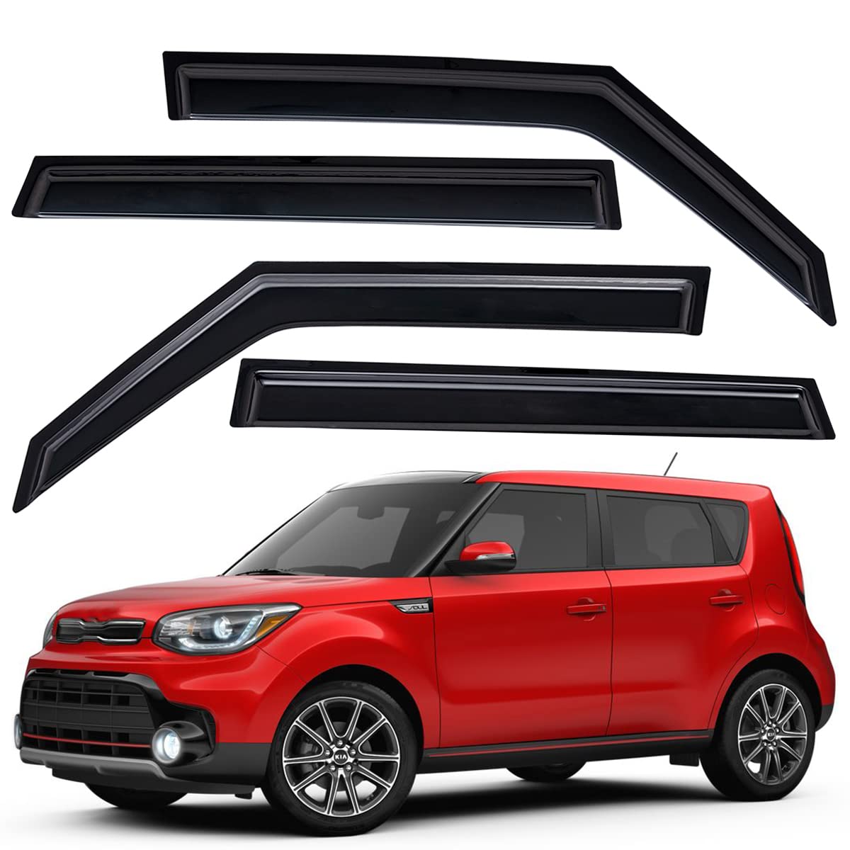 Lightronic WV94367 Seitenfenster-Visier-Windabweiser, Regenschutz, dunkler Rauch, bruchsicher, 4-teiliges Set für 2014-2019 Kia Soul Lightronic WV94367 Seitenfenster-Visier-Windabweiser, Regenschutz, dunkler Rauch, bruchsicher, 4-teiliges Set für 2014-2019 Kia Soul von Lightronic