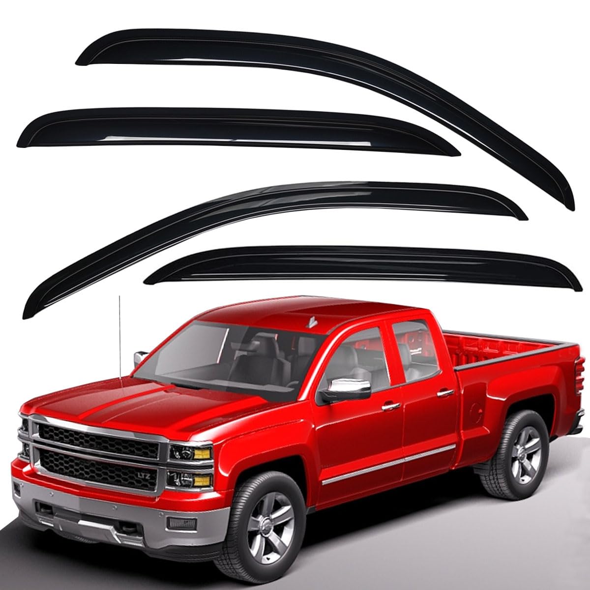 Lightronic WV94515 Regenschutz, Dark Smoke, 4-teiliges Set, passend für Silverado/Sierra 1500, 2007–2014 Silverado & Sierra 2500HD/3500HD Crew Cab, 2007–2014 Yukon XL & Suburban, 2007–2014 013 A Lightronic WV94515 Regenschutz, Dark Smoke, 4-teiliges Set, passend für Silverado/Sierra 1500, 2007–2014 Silverado & Sierra 2500HD/3500HD Crew Cab, 2007–2014 Yukon XL & Suburban, 2007–2014 013 A von Lightronic