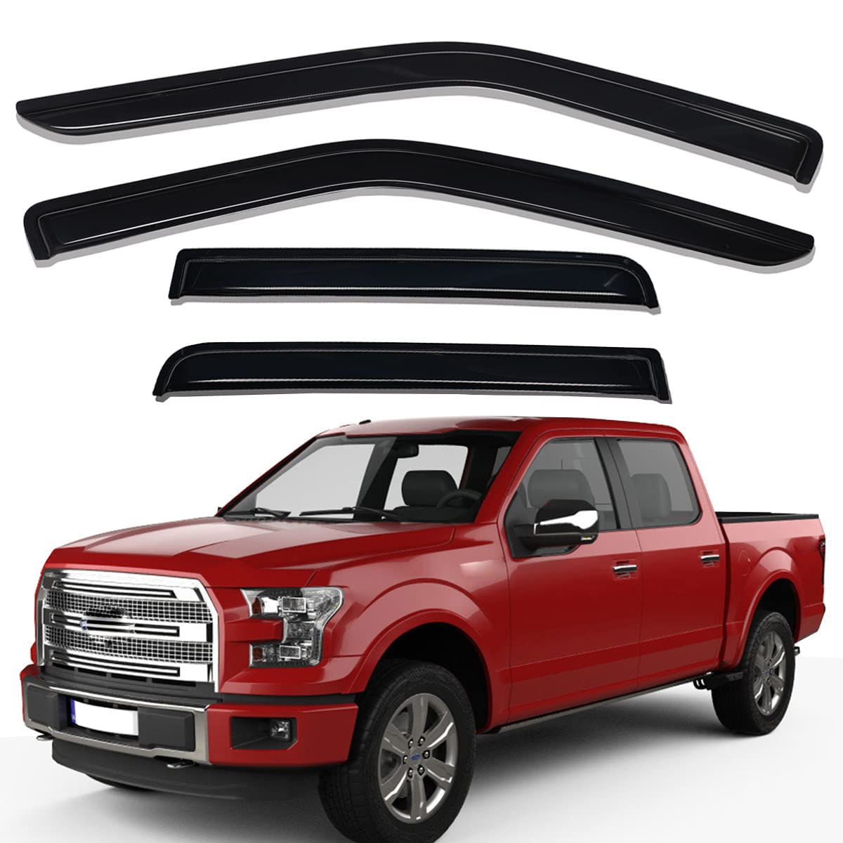 Lightronic WV94975 Außenmontage Seitenfenster-Deflektor & Visier, Dark Smoke, 4-teiliges Set, passend für Ford F-150, 2017-2024 F-150 Raptor & F-250/F-350 Super Duty, 2022-2024 F-150 Lightning Lightronic WV94975 Außenmontage Seitenfenster-Deflektor & Visier, Dark Smoke, 4-teiliges Set, passend für Ford F-150, 2017-2024 F-150 Raptor & F-250/F-350 Super Duty, 2022-2024 F-150 Lightning von Lightronic