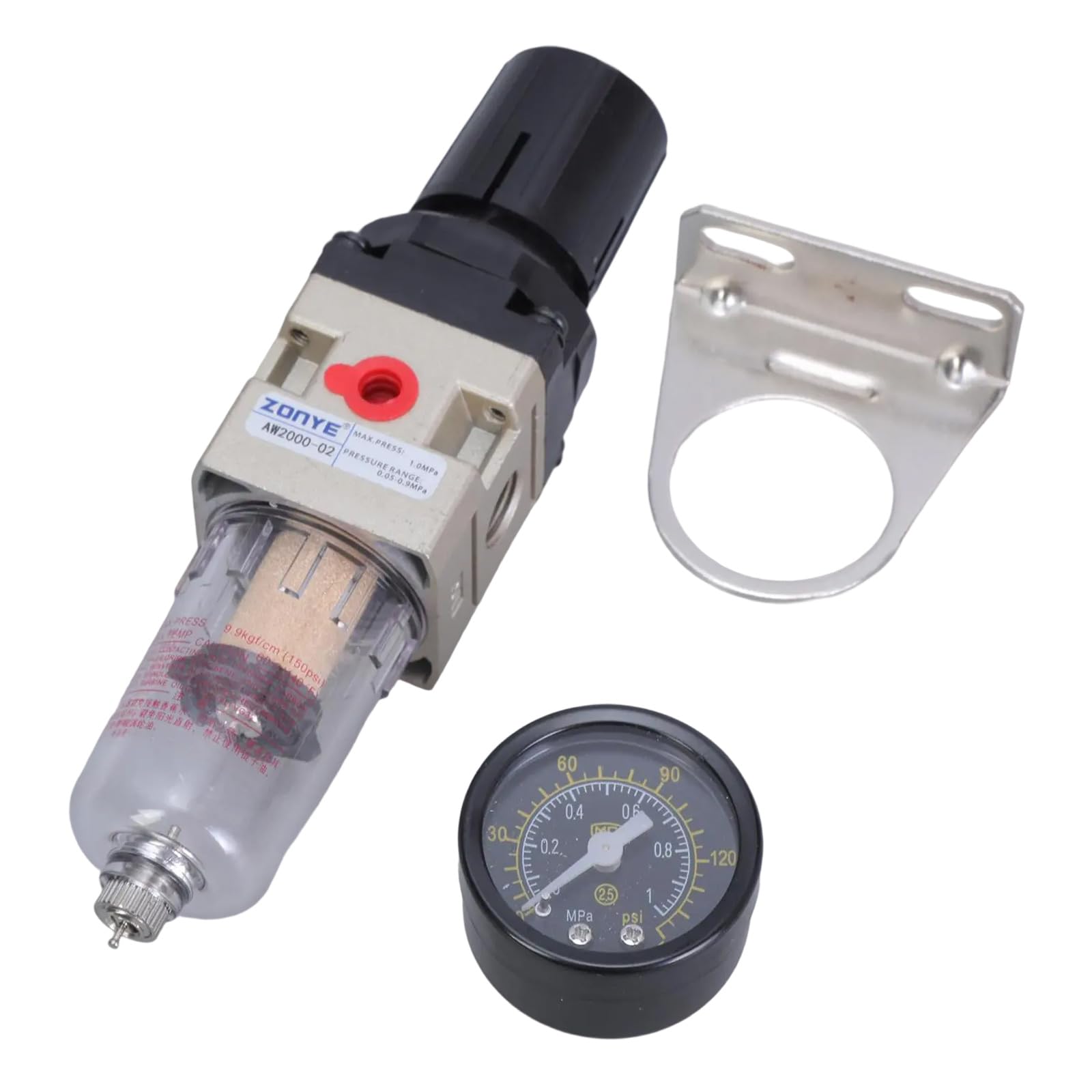 Hocheffizienter Luftfilter und Druckregler Combo 1/4 BSPT Aluminium pneumatisches Druckluftwerkzeug für industrielle Anwendungen Hocheffizienter Luftfilter und Druckregler Combo 1/4 BSPT Aluminium pneumatisches Druckluftwerkzeug für industrielle Anwendungen von Lilinzhi