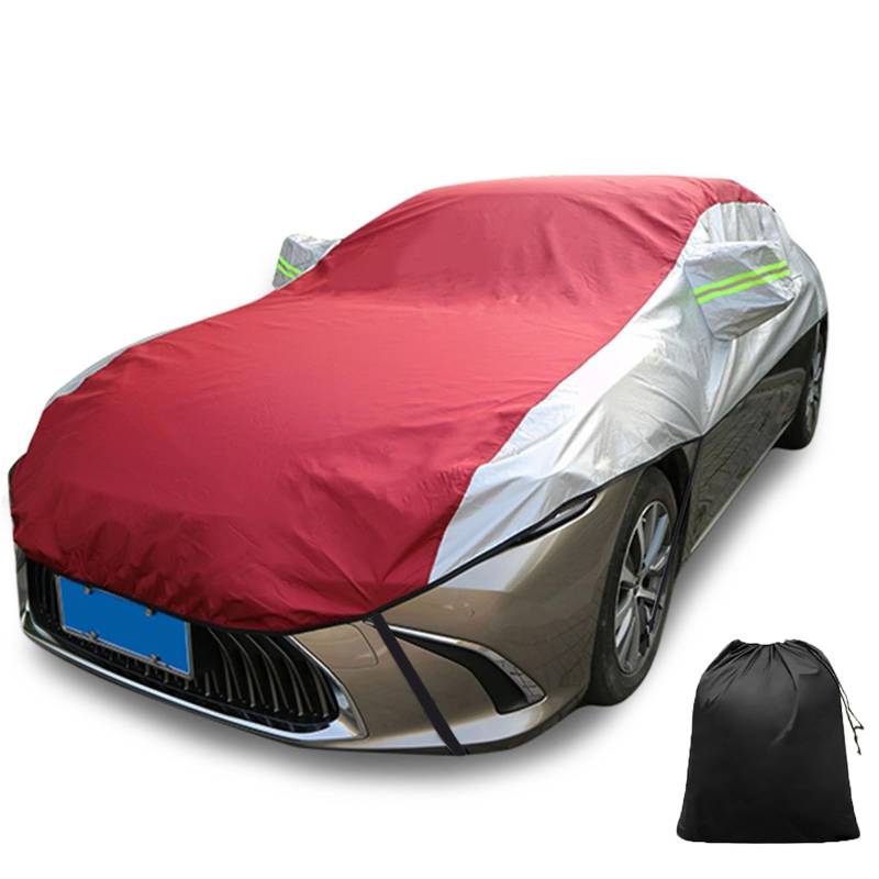 LinGKon Auto Abdeckplane Gemacht für Audi S5 Sportback 2010-onwards丨Halbabdeckung Autoplane Regen Sonne Staub Autoabdeckung Outdoor Wasserdicht mit Reflektierenden Gurten(Silver-Red) von LinGKon