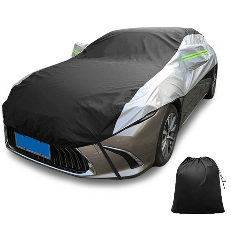 LinGKon Auto Abdeckplane Gemacht für Kia K5 Sedan 2021-2024丨Halbabdeckung Autoplane Regen Sonne Staub Autoabdeckung Outdoor Wasserdicht mit Reflektierenden Gurten(Silver-Black) von LinGKon