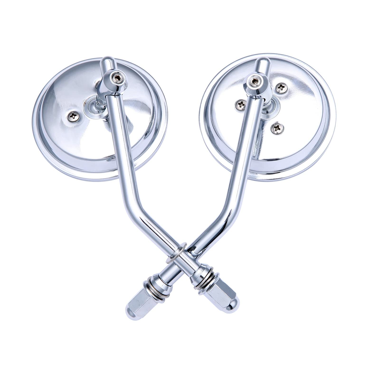 Motorrad Rückspiegel Spiegel 8mm Motorrad Runde Rearview Außenspiegel Für Sportster Dyna XL883 1200 Road King Softail Motorrad Zubehör Lenkerendenspiegel(Silver) von LinQianBhD