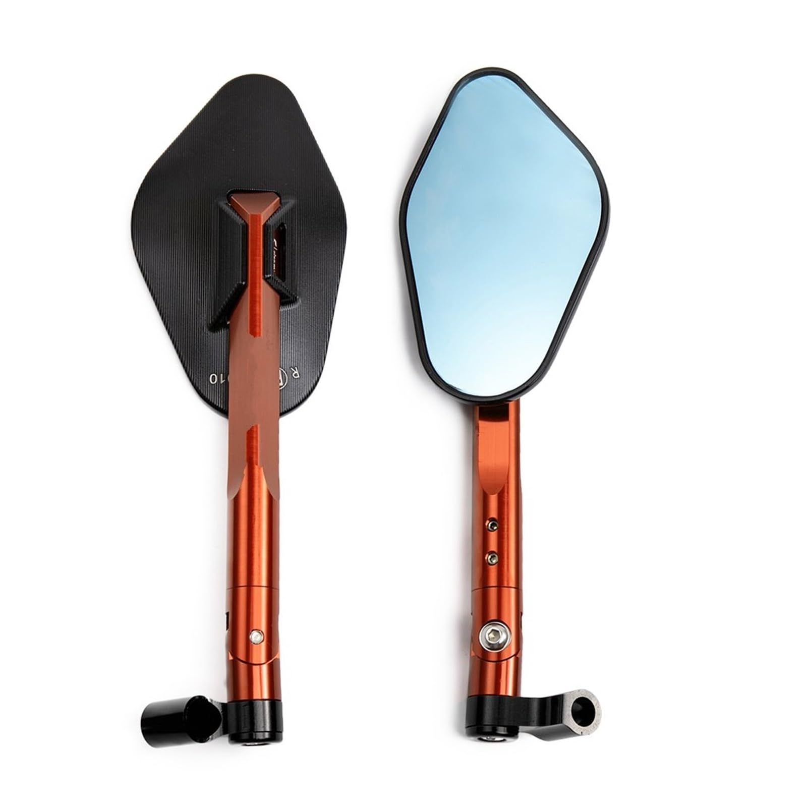 Motorrad Rückspiegel Spiegel Für Z750 Für NINJA250 Für R1 Für R6 Für FZ6 CNC Aluminium Custom Motorrad Rearview Außenspiegel 8mm 10mm Lenkerendenspiegel(Orange) von LinQianBhD