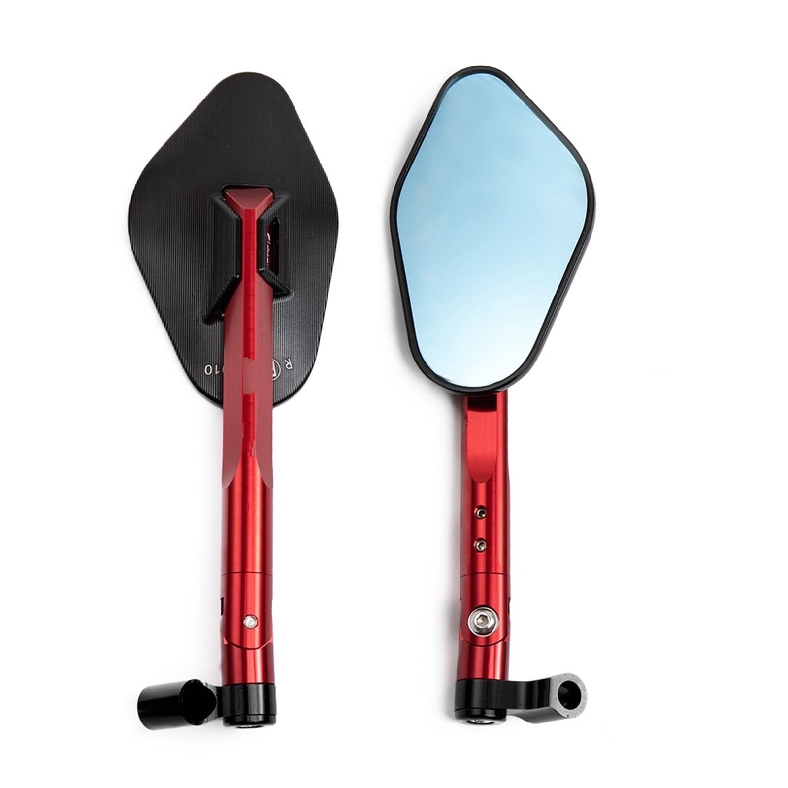 Motorrad Rückspiegel Spiegel Für Z750 Für NINJA250 Für R1 Für R6 Für FZ6 CNC Aluminium Custom Motorrad Rearview Außenspiegel 8mm 10mm Lenkerendenspiegel(Red) von LinQianBhD