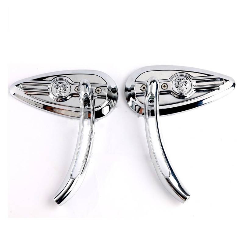 Motorrad Rückspiegel Spiegel Motorrad Schädel Teardrop Rearview Außenspiegel Für Sportster 1200 883 Rückspiegel Zubehör Lenkerendenspiegel(Silver) von LinQianBhD