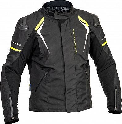 Lindstrands Sandvik, Textiljacke wasserdicht - Schwarz/Weiß/Neon-Gelb - 56 von Lindstrands