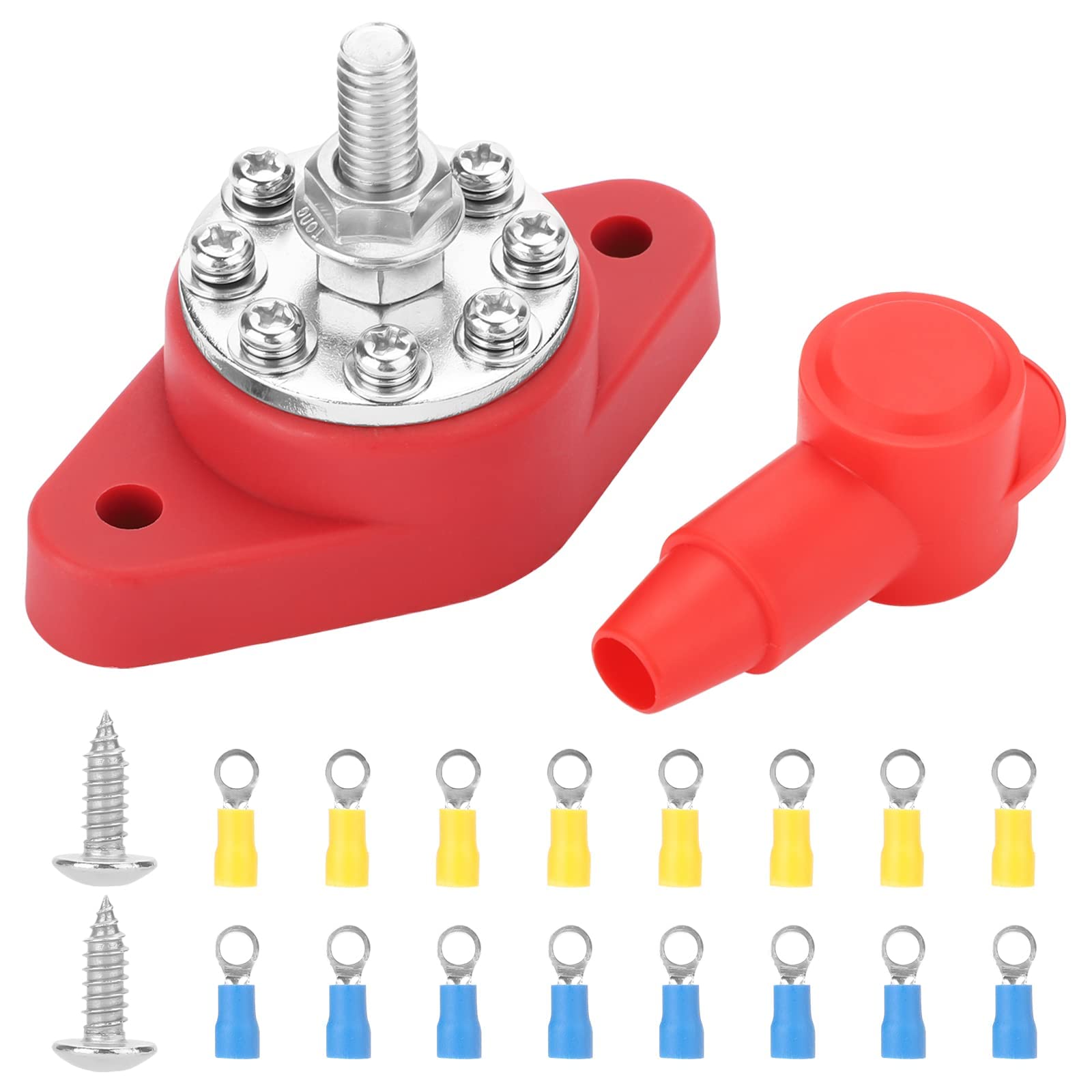 160A Sammelschienen Verteilerblock, 12V M8 BusBar Box mit 8 x M4 Klemmenbolzen Hochleistungsmodul Stromverteilungsblock Erdungsstrom für 12V-48V DC Auto RV Boat Yacht von Linkstyle