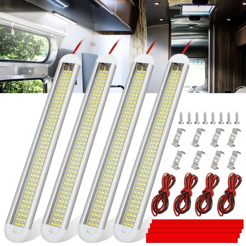 4X 120 LED Innenbeluchtung, 12V LED Leiste mit ON/Off Schalter, Auto Innenleuchte Leuchtstofflampe für Auto Wohnmobil Van Bus Caravan Boat Küche Bad von Linkstyle