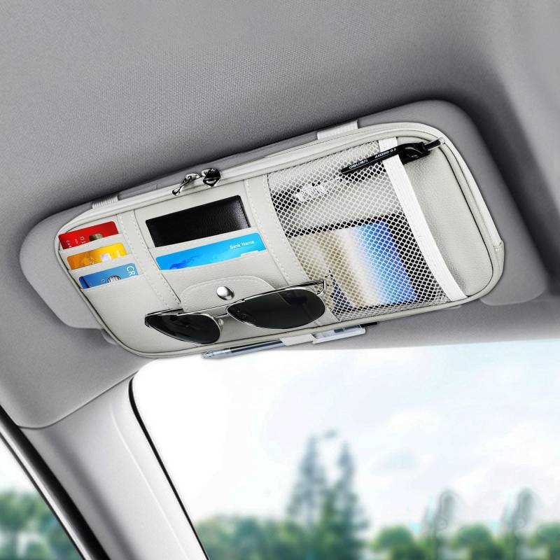 Linkstyle Auto Sun Visor Organizer, Interieur Leder Zubehör Aufbewahrungstasche, Auto Sonnenblende Organizer für Kartenlizenzschlüssel Handy Rechnung von Linkstyle
