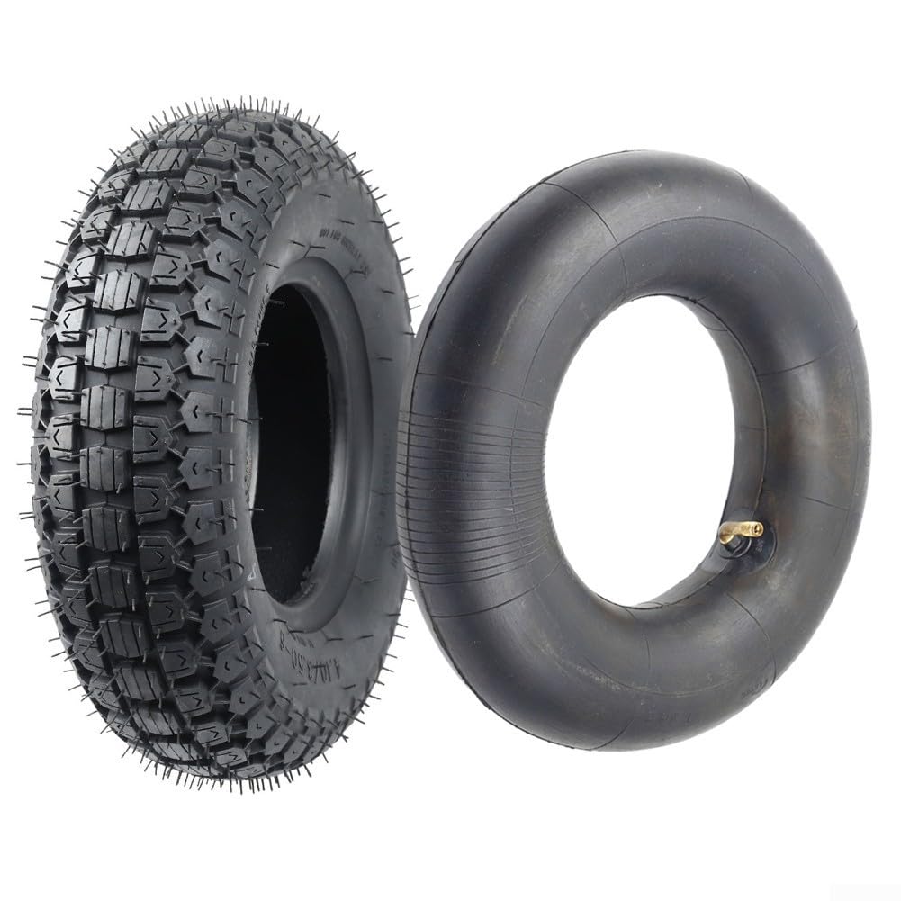 Lioaeust ATV- und Go-Kart-Reifen, Scooter-Reifen 4.10/3.50-6, Innenschlauch und Außenreifen, Schlauchreifen, Schwarz, ca. 1200 g/Set, 260 x 85, Düse 45°, für Scooter, ATV und Go-Kart von Lioaeust