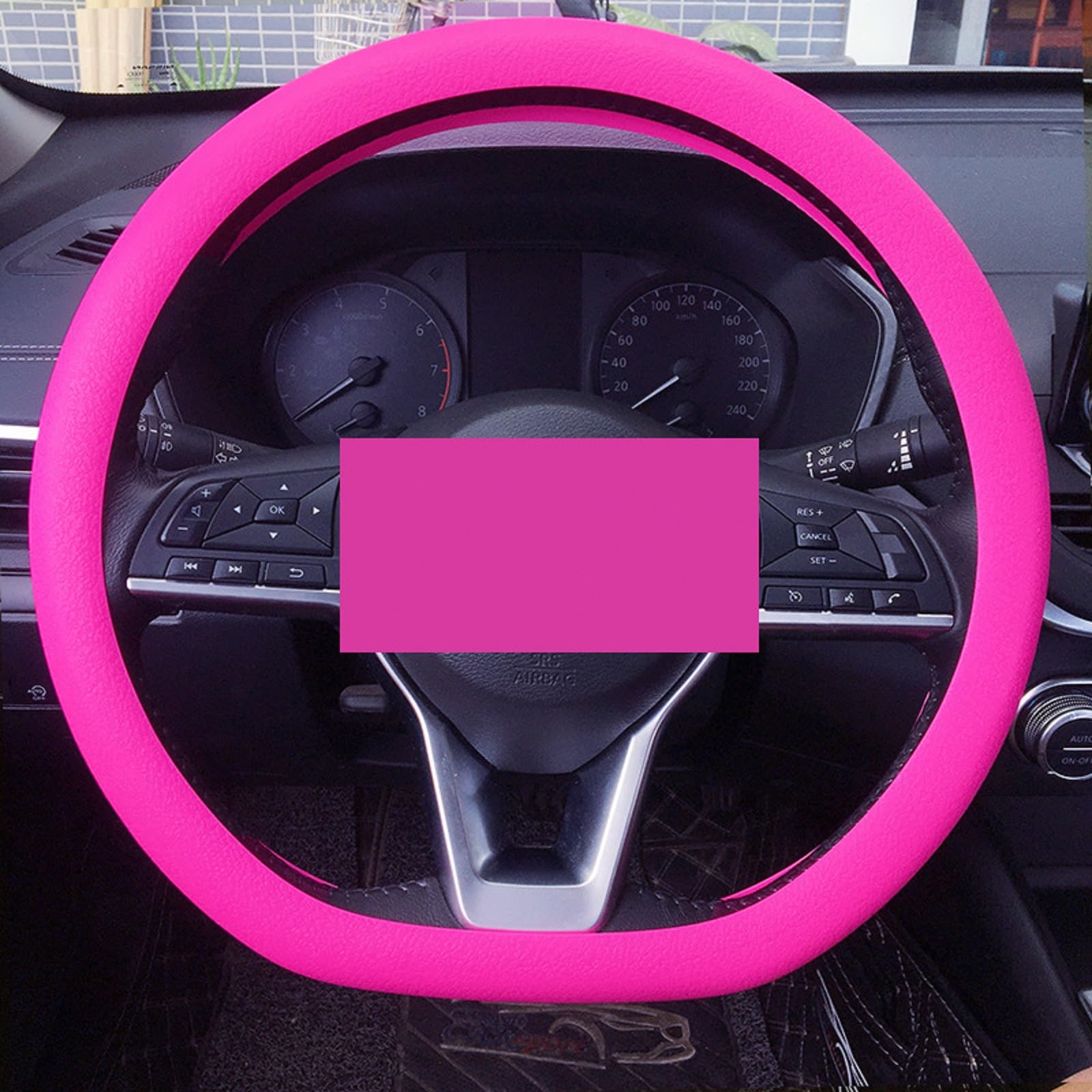 Cool Non-Slip Silicone Steering Wheel Protector, Silicone Steering Wheel Cover, Universal Fit Easy to Clean Steering Wheel, 32-40cm Steering Wheel is Universal (Rose Red) von Lioncool