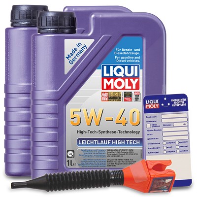 Liqui Moly 2x 1 L Leichtlauf High Tech 5W-40 + Ölwechsel-Anhänger + Einfüllt [Hersteller-Nr. 3863] von Liqui Moly