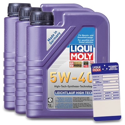 Liqui Moly 3x 1 L Leichtlauf High Tech 5W-40 + Ölwechsel-Anhänger [Hersteller-Nr. 3863] von Liqui Moly
