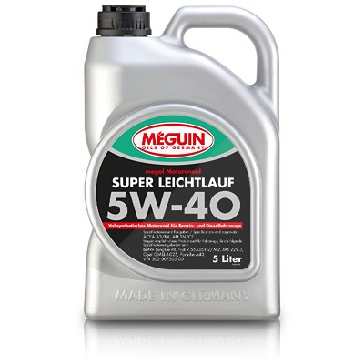Meguin 5 L megol Motorenöl Super Leichtlauf SAE 5W-40 vollsynthetisch [Hersteller-Nr. 4809] von Meguin
