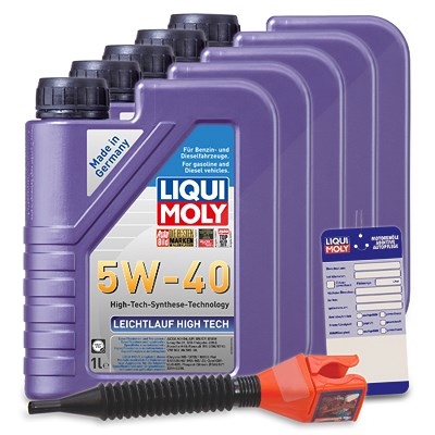 Liqui Moly 5x 1 L Leichtlauf High Tech 5W-40 + Ölwechsel-Anhänger + Einfüllt [Hersteller-Nr. 3863] von Liqui Moly