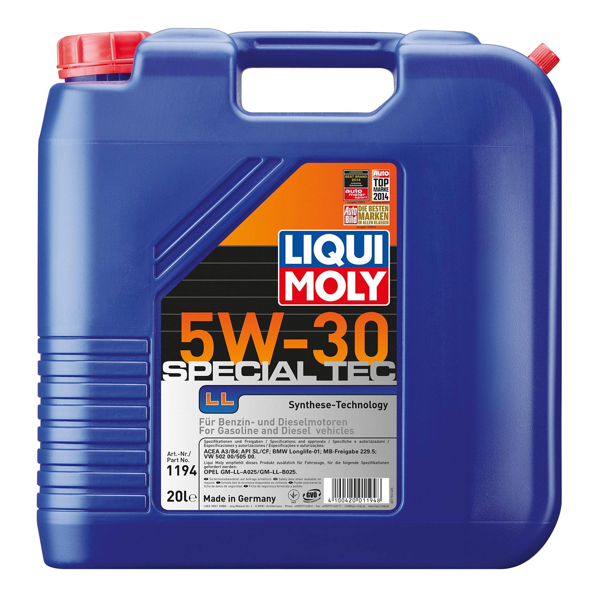 LIQUI MOLY Special Tec LL 5W-30 | 20 L | Synthesetechnologie Motoröl | Art.-Nr.: 1194 von Liqui Moly