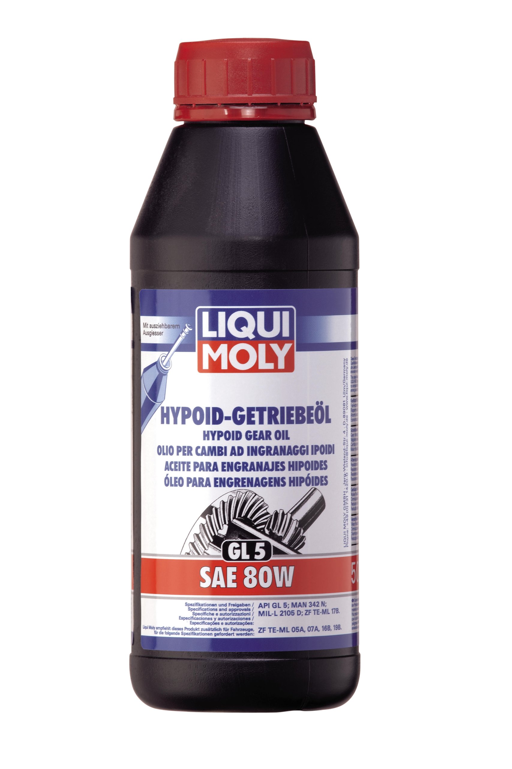LIQUI MOLY 1402 Hypoid-Getriebeöl (GL5) SAE 80W 500 ml, farblos von Liqui Moly