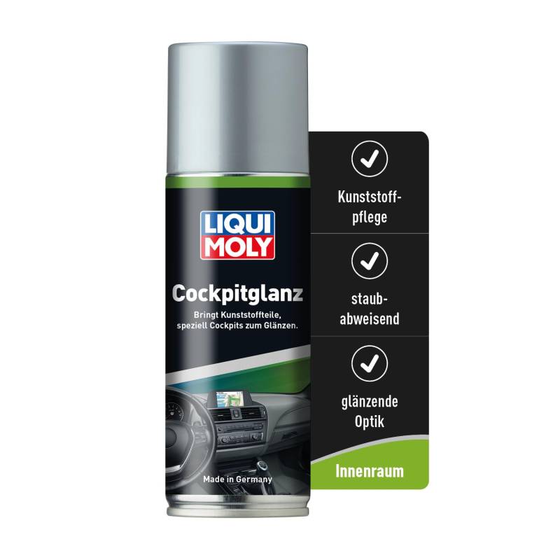 LIQUI MOLY Cockpitspray Cockpitglanz, Art.-Nr. 1510 I 200 ml Auto Innenraum-Pflege für strahlenden Hochglanz I Regenerierendes & antistatisches Glanz-Spray I Dashboard-Pflege für Kunststoffteile von Liqui Moly
