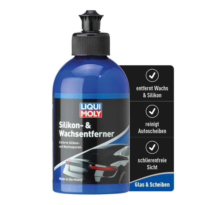 LIQUI MOLY Silikon- & Wachsentferner, Art.-Nr. 1555 I 250 ml reinigender Silikonentferner flüssig für Glas-, Lack- & Chromteile I Schlierenfreie Sicht und mehr Sicherheit I Silikonreiniger von Liqui Moly