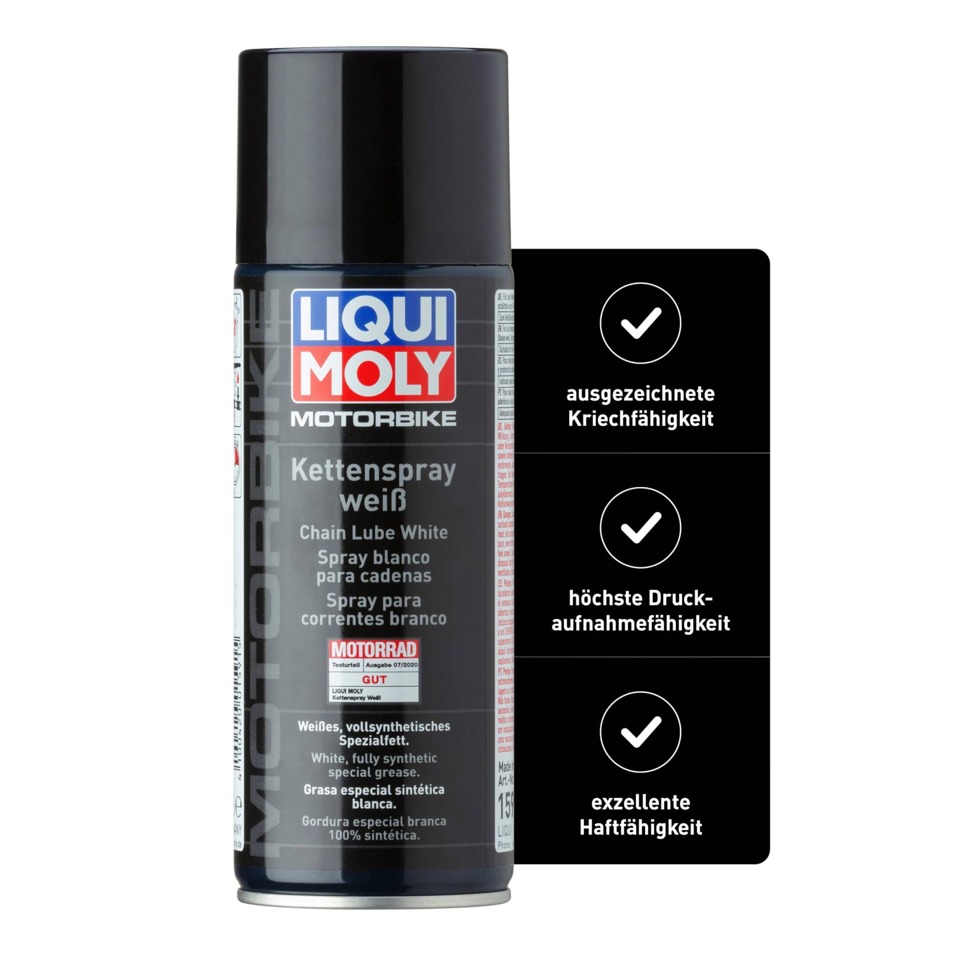 LIQUI MOLY Motorbike Kettenspray weiß | 400 ml | Motorrad Haftschmierstoff ohne Kupfer | Art.-Nr.: 1591 LIQUI MOLY Motorbike Kettenspray weiß | 400 ml | Motorrad Haftschmierstoff ohne Kupfer | Art.-Nr.: 1591 von Liqui Moly