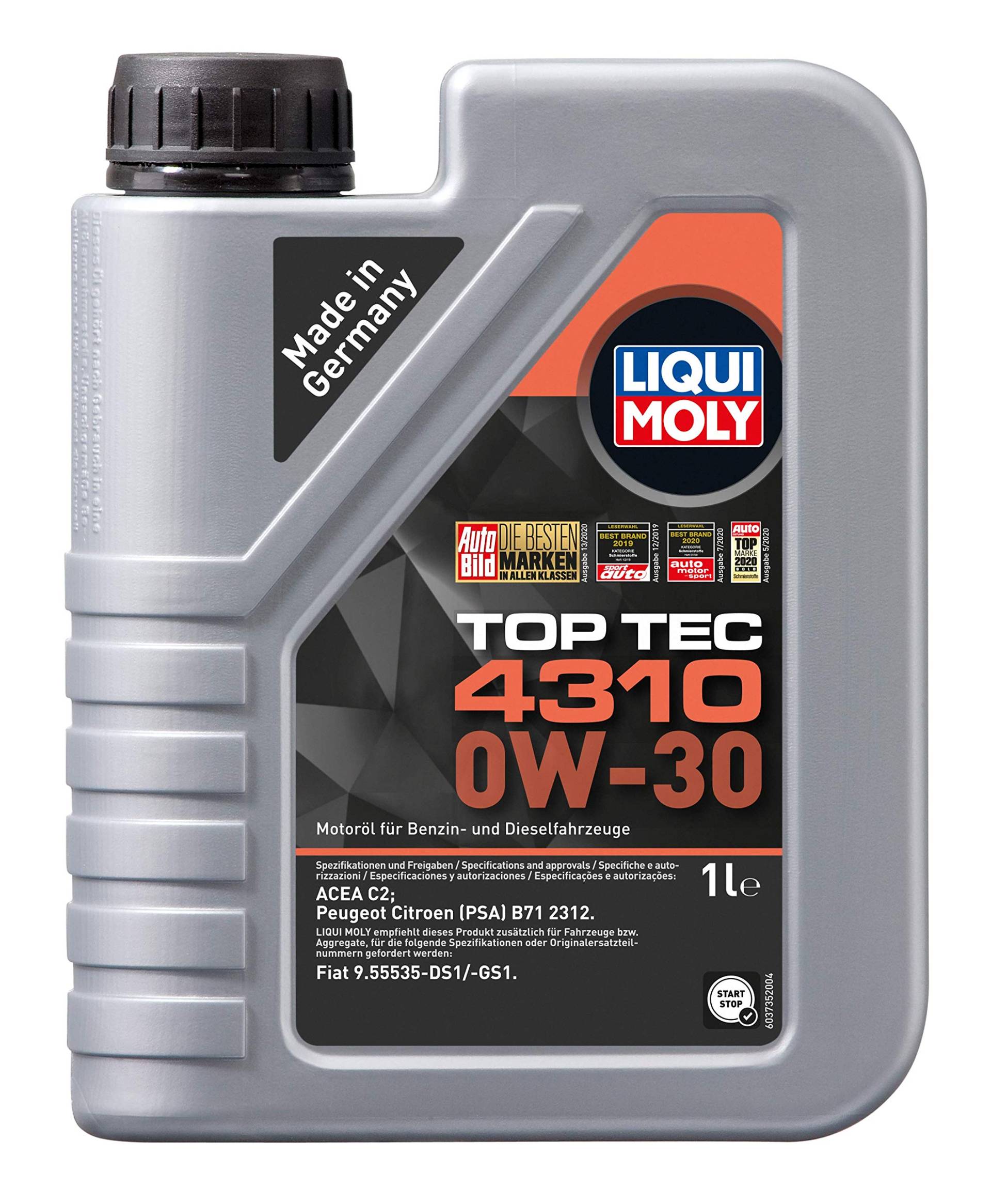 Liqui Moly Motoröl 0W-30 1L Top Tec 4310 Acea C2 Motorenöl Schmieröl Liqui Moly Motoröl 0W-30 1L Top Tec 4310 Acea C2 Motorenöl Schmieröl von Liqui Moly