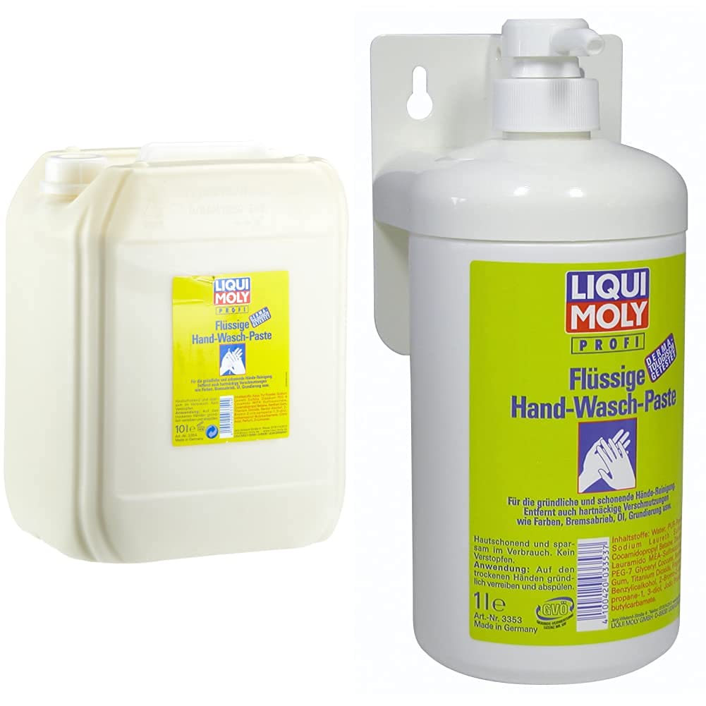 LIQUI MOLY 3354 Flüssige Handwaschpaste 10 l & 3353 Spender für Flüssige Hand-Wasch-Paste, 1 Stück von Liqui Moly