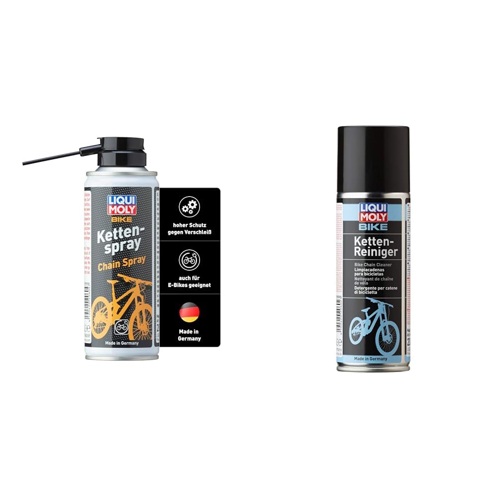 LIQUI MOLY Bike Kettenspray | 400 ml | Fahrrad Haftschmierstoff ohne Kupfer | Art.-Nr.: 6055 & Bike Bremsen- und Kettenreiniger | 200 ml | Fahrrad Schnellreiniger | Art.-Nr.: 20602 von Liqui Moly