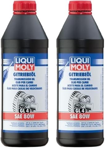 LIQUI MOLY Getriebeöl (GL4) SAE 80W | 1 L | Getriebeöl | Hydrauliköl | Art.-Nr.: 1020, farblos (Packung mit 2) von Liqui Moly