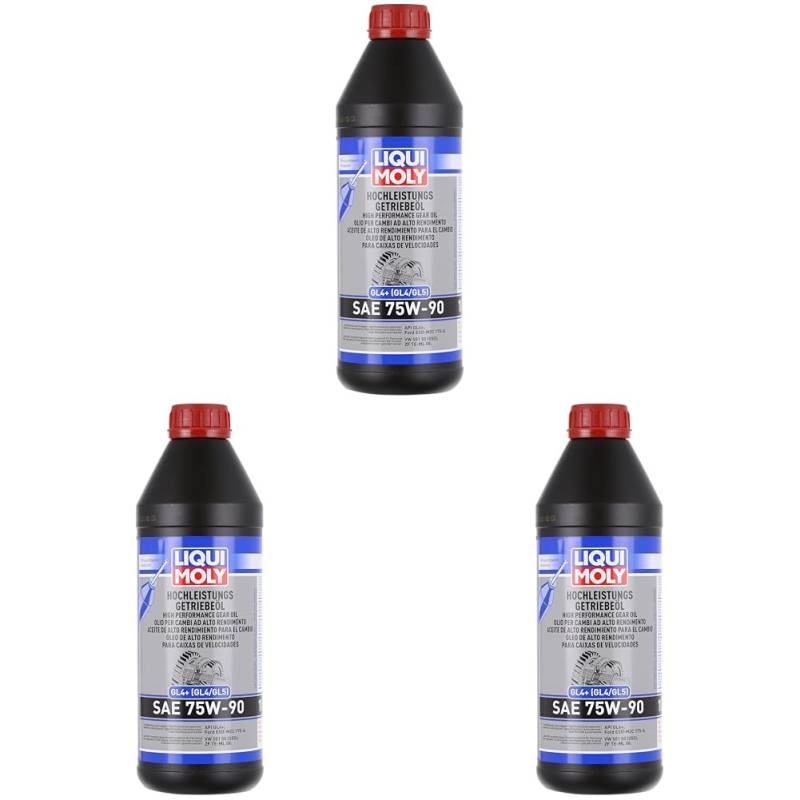 LIQUI MOLY Hochleistungs-Getriebeöl (GL4+) SAE 75W-90 | 1 L | Getriebeöl | Hydrauliköl | Art.-Nr.: 4434 (Packung mit 3) von Liqui Moly