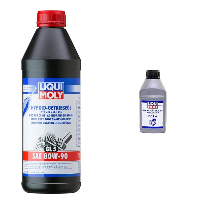LIQUI MOLY Hypoid-Getriebeöl (GL5) SAE 80W-90 | 1 L | Getriebeöl | Hydrauliköl | Art.-Nr.: 4406 & Bremsflüssigkeit DOT 4 | 500 ml | Bremsflüssigkeit | Art.-Nr.: 21156 von Liqui Moly