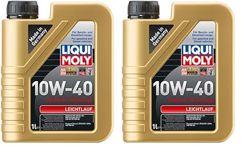 LIQUI MOLY Leichtlauf 10W-40 | 1 L | Synthesetechnologie Motoröl | Art.-Nr.: 1317, farblos (Packung mit 2) von Liqui Moly