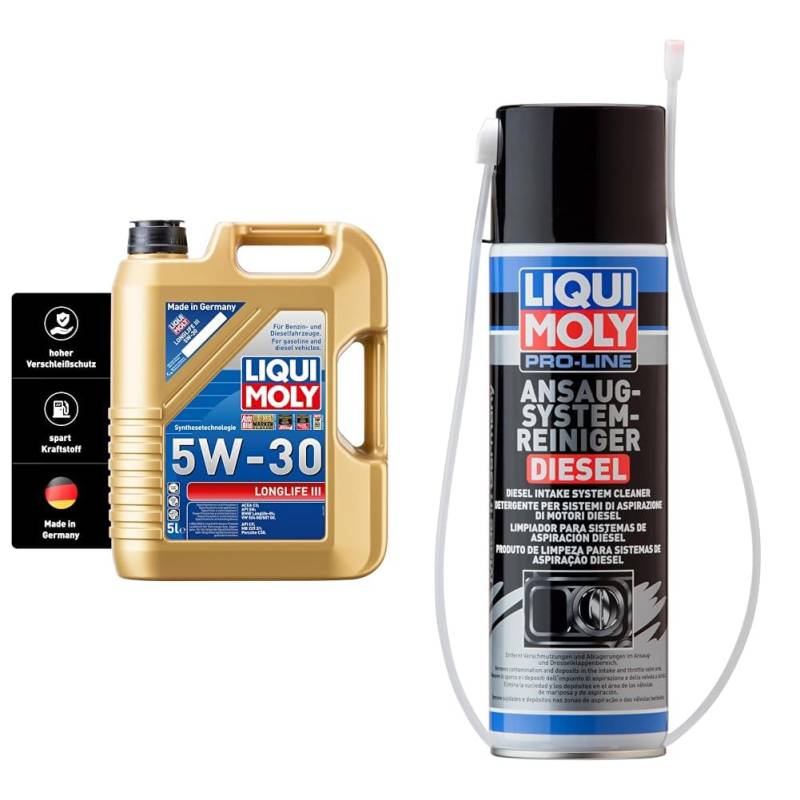 LIQUI MOLY Longlife III 5W-30 | 5 L | Synthesetechnologie Motoröl | Art.-Nr.: 20647 & Pro-Line Ansaugsystemreiniger Diesel | 400 ml | Werkstattprodukt | Art.-Nr.: 5168 von Liqui Moly