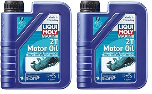LIQUI MOLY Marine 2T Motor Oil | 1 L | Boot 2-Takt-Öl | Art.-Nr.: 25019, farblos (Packung mit 2) von Liqui Moly
