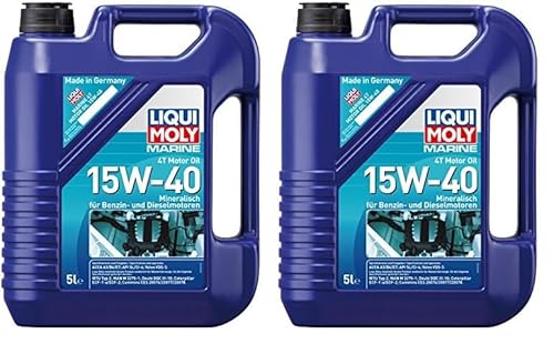 LIQUI MOLY Marine 4T Motor Oil 15W-40 | 5 L | Boot mineralisches Motoröl | Art.-Nr.: 25016, farblos (Packung mit 2) von Liqui Moly