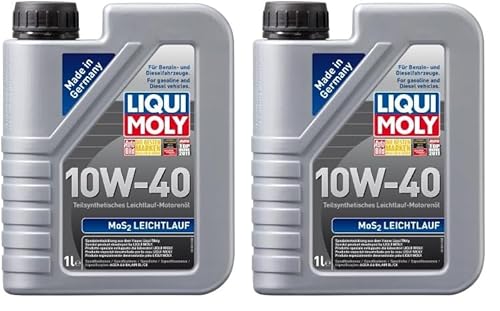 LIQUI MOLY MoS2 Leichtlauf 10W-40 | 1 L | teilsynthetisches Motoröl | Art.-Nr.: 1091, farblos (Packung mit 2) von Liqui Moly