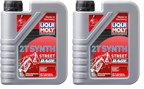 LIQUI MOLY Motorbike 2T Synth Street Race | 1 L | Motorrad 2-Takt-Öl | Art.-Nr.: 1505, farblos (Packung mit 2) von Liqui Moly