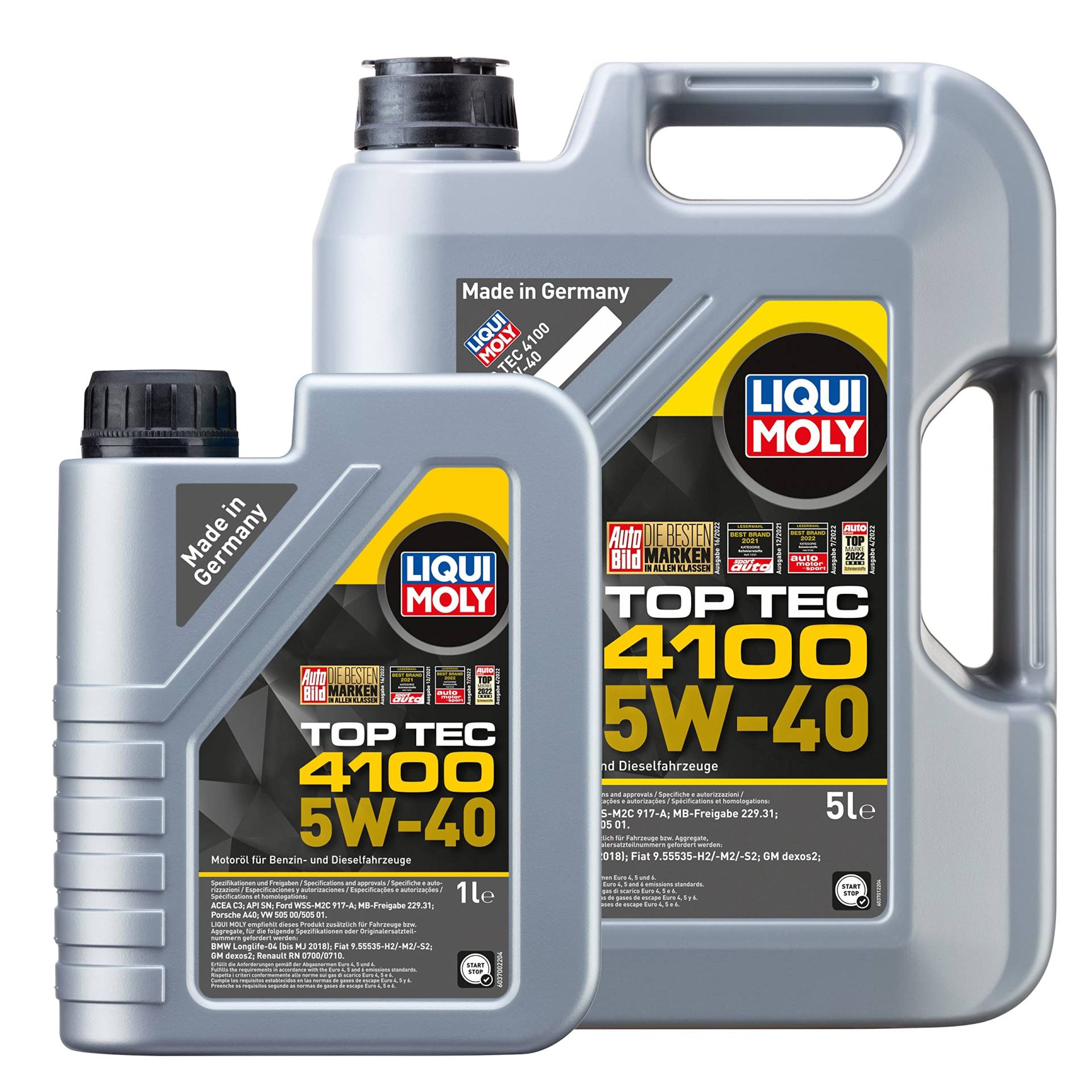 LIQUI MOLY Motoröl Top Tec 4100 5W-40 5 Liter & 1 Liter | 6 Liter Motoröl Set LIQUI MOLY Motoröl Top Tec 4100 5W-40 5 Liter & 1 Liter | 6 Liter Motoröl Set von Liqui Moly