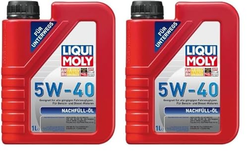LIQUI MOLY Nachfüll-Öl 5W-40 | 1 L | Synthesetechnologie Motoröl | Art.-Nr.: 1305, farblos (Packung mit 2) von Liqui Moly