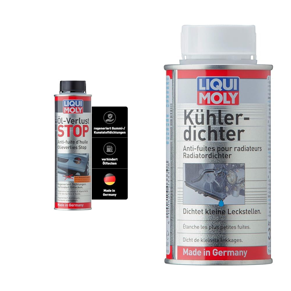 LIQUI MOLY Öl-Verlust Stop | 300 ml | Öladditiv | Art.-Nr.: 1005 & Kühlerdichter | 150 ml | Kühleradditiv | Art.-Nr.: 3330 LIQUI MOLY Öl-Verlust Stop | 300 ml | Öladditiv | Art.-Nr.: 1005 & Kühlerdichter | 150 ml | Kühleradditiv | Art.-Nr.: 3330 von Liqui Moly